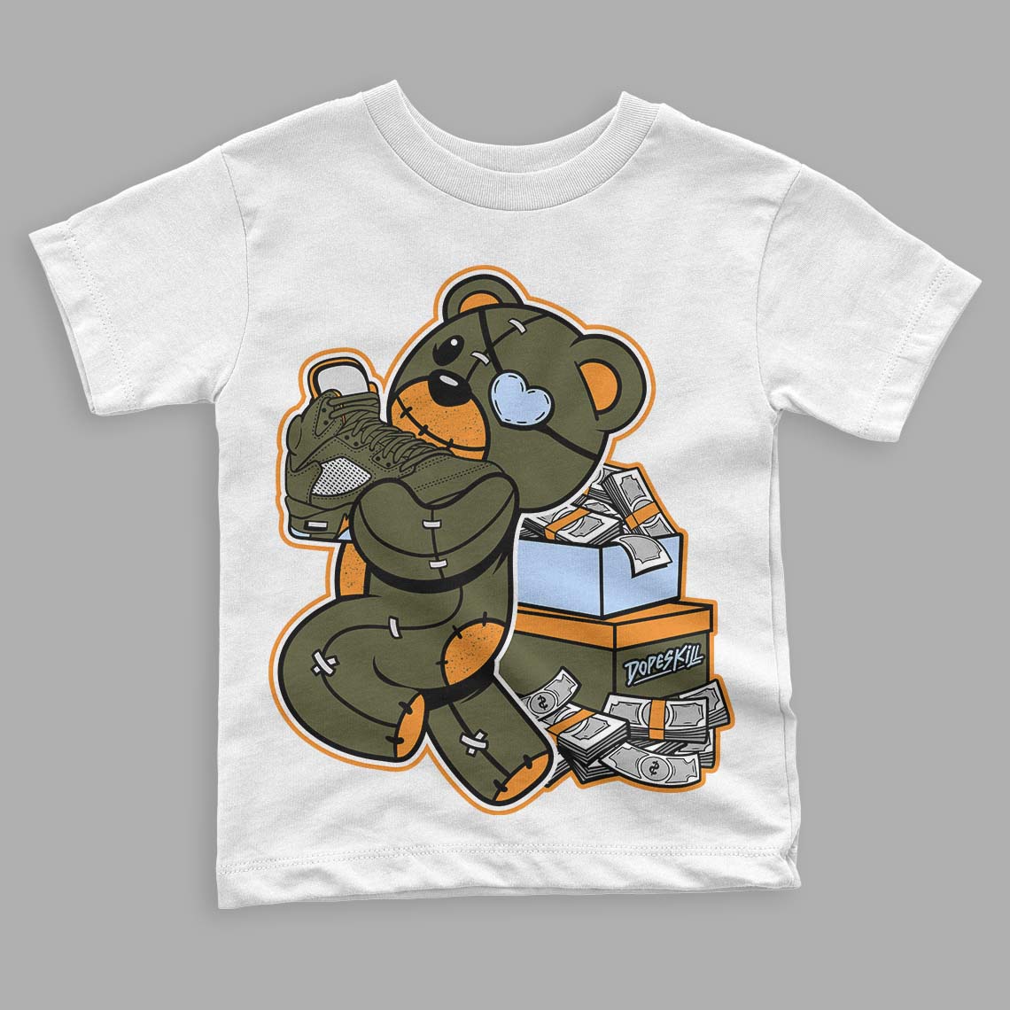 Olive 5s superstreetwear Toddler Kids T-shirt Bear Steals Sneaker Graphic