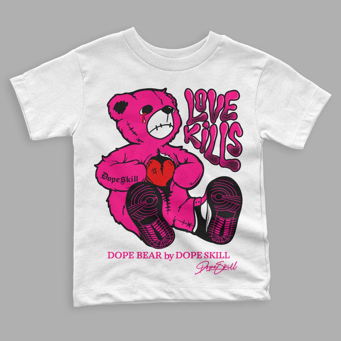 Fierce Pink 1s superstreetwear Toddler Kids T-shirt Love Kills Graphic
