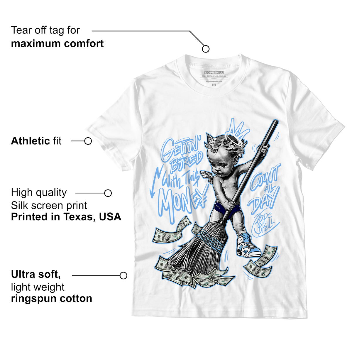 AJ 6 University Blue superstreetwear T-Shirt Gettin Bored With This Money Graphic