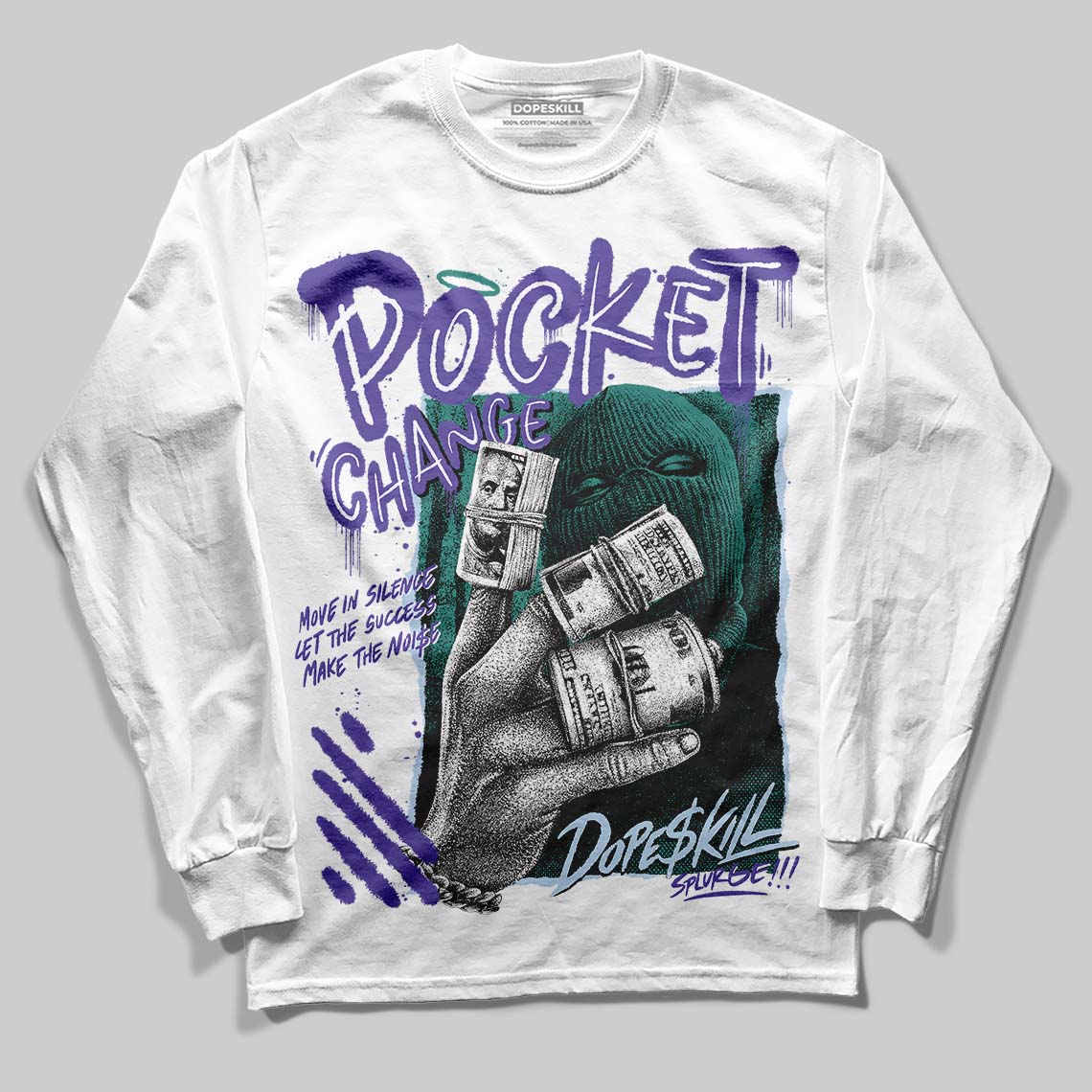 Grape 5s superstreetwear Long Sleeve T-Shirt Pocket Change Graphic