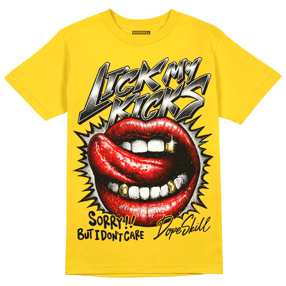 Black Tour Yellow AJ 4 Thunder superstreetwear Tour Yellow T-Shirt Lick My Kicks Graphic