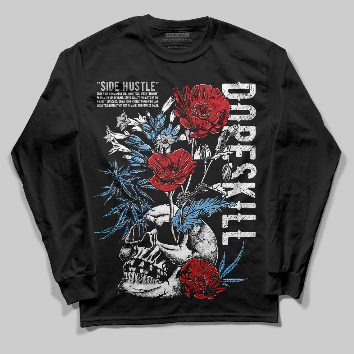 Summit White Navy 4s superstreetwear Long Sleeve T-Shirt Side Hustle Graphic
