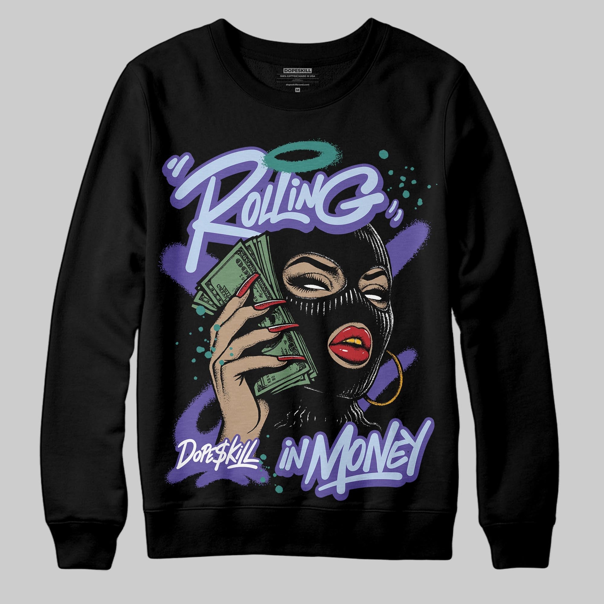 Grape 5s superstreetwear Sweatshirt Rolling in Money Graphic