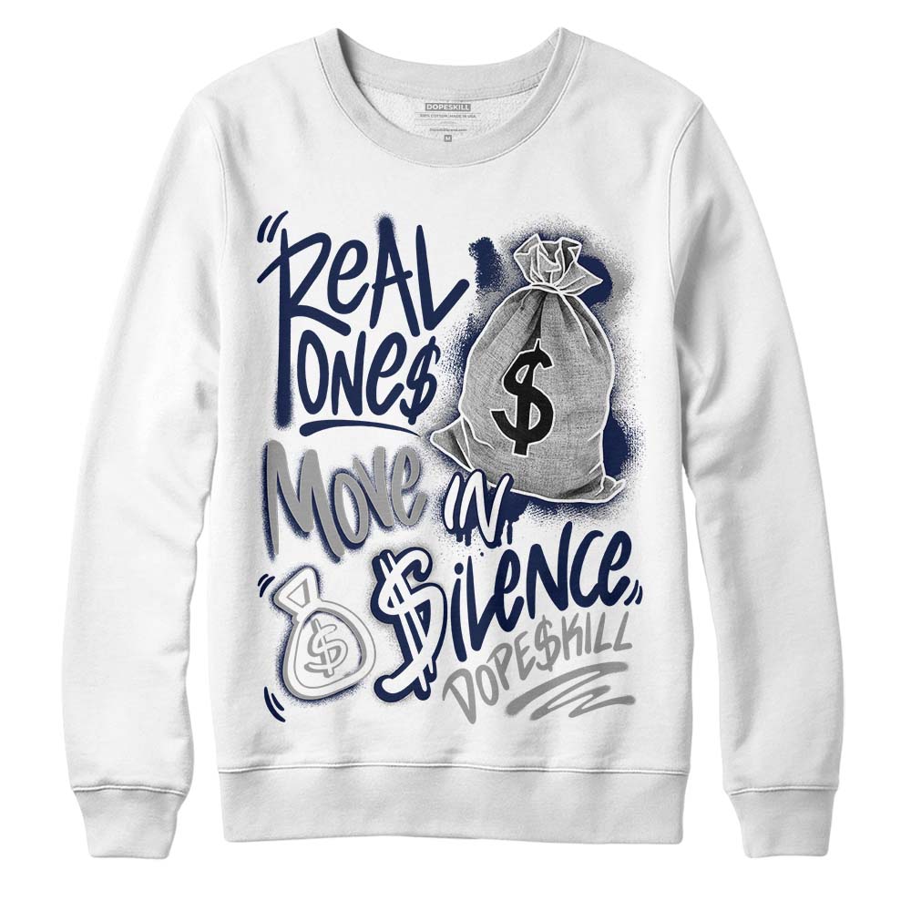 AJ Spizike White Obsidian superstreetwear Sweatshirt Real Ones Move In Silence Graphic