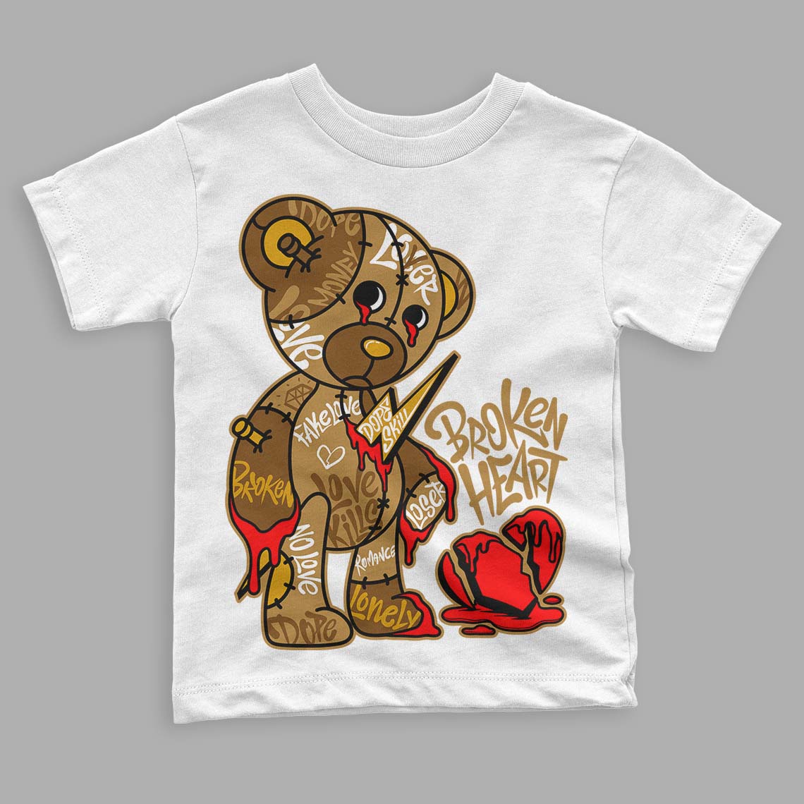 Wheat 13s superstreetwear Toddler Kids T-shirt Broken Heart Graphic
