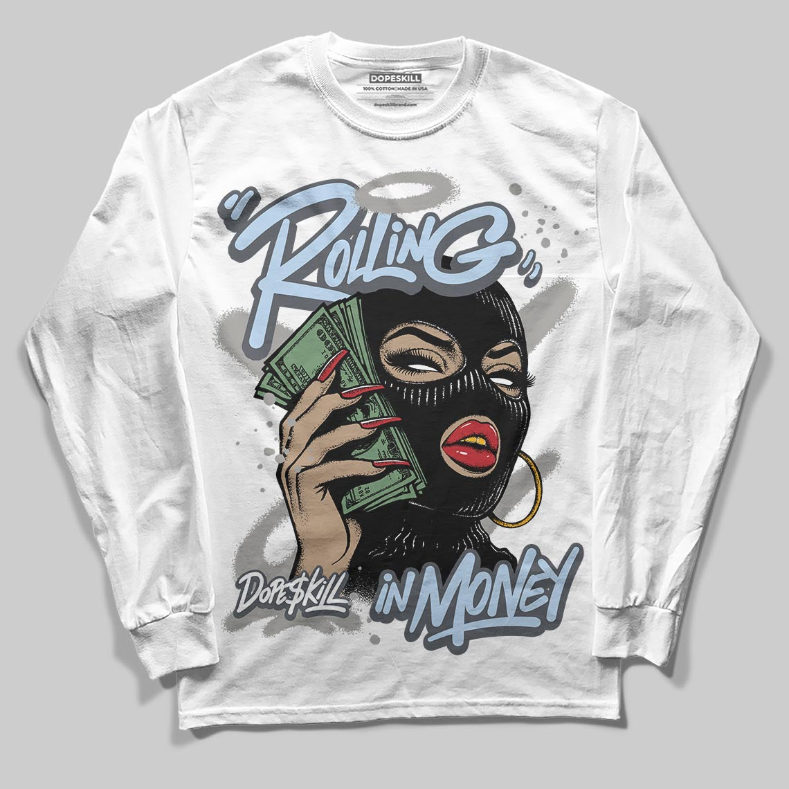 Cool Grey 11s superstreetwear Long Sleeve T-Shirt Rolling in Money Graphic