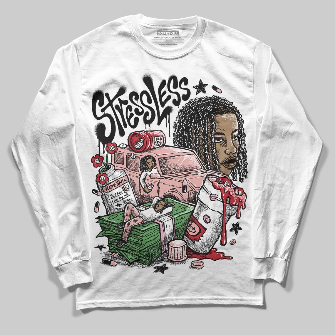 Rust Pink 1s 2025 superstreetwear Long Sleeve T-Shirt Stressless Graphic