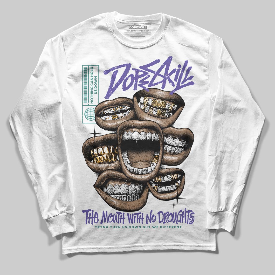 Grape 5s superstreetwear Long Sleeve T-Shirt The Mouth With No Droughts Graphic