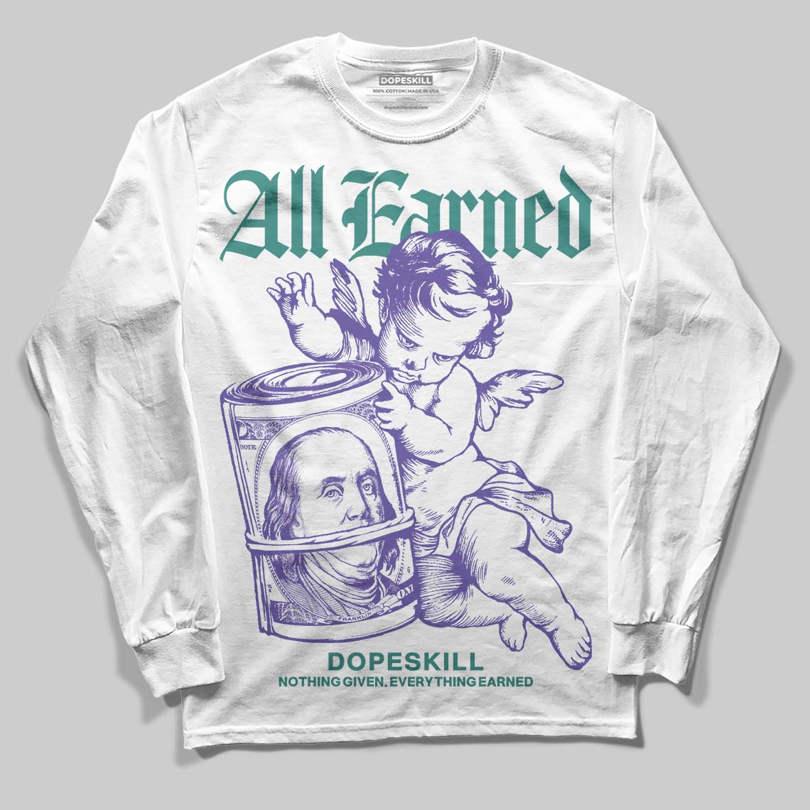 Grape 5s superstreetwear Long Sleeve T-Shirt All Earned Graphic