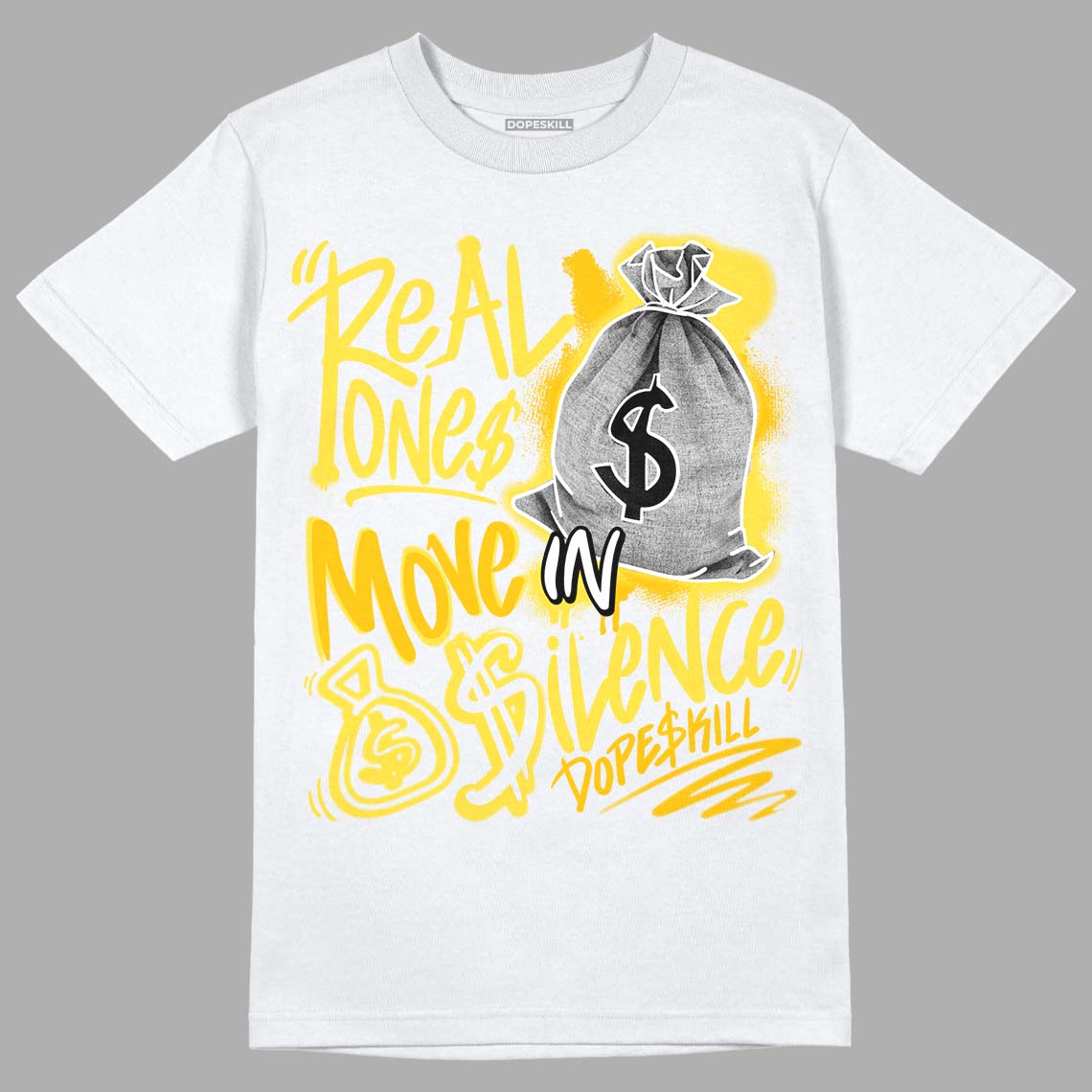 Yellow Snakeskin 11s superstreetwear T-Shirt Real Ones Move In Silence Graphic