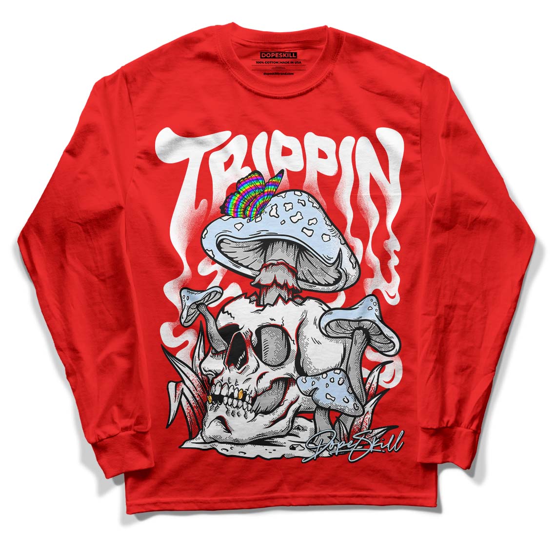 Cherry 11s superstreetwear Varsity Red Long Sleeve T-Shirt Trippin Graphic