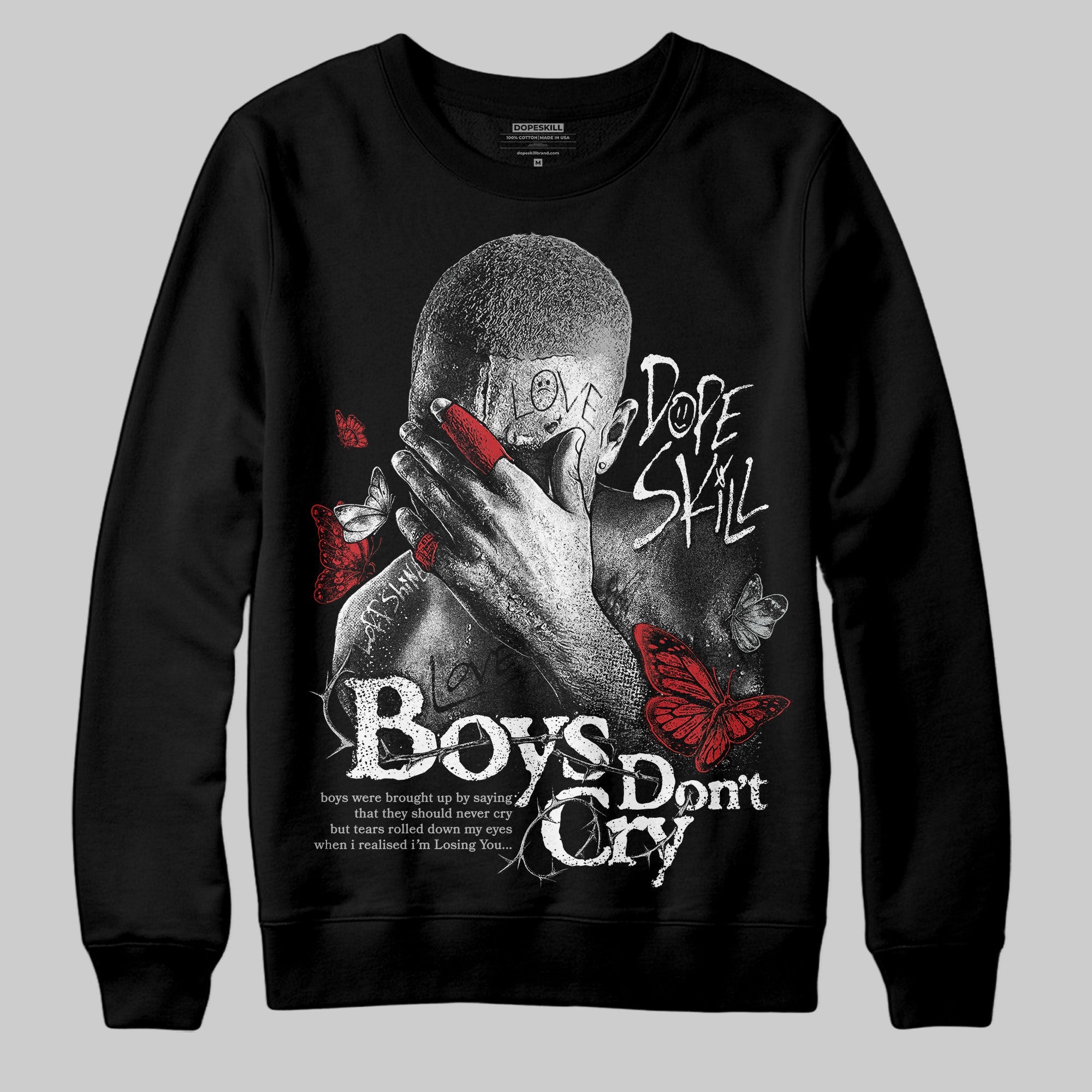 Black Cement 3s superstreetwear Sweatshirt Boys Don't Cry Graphic