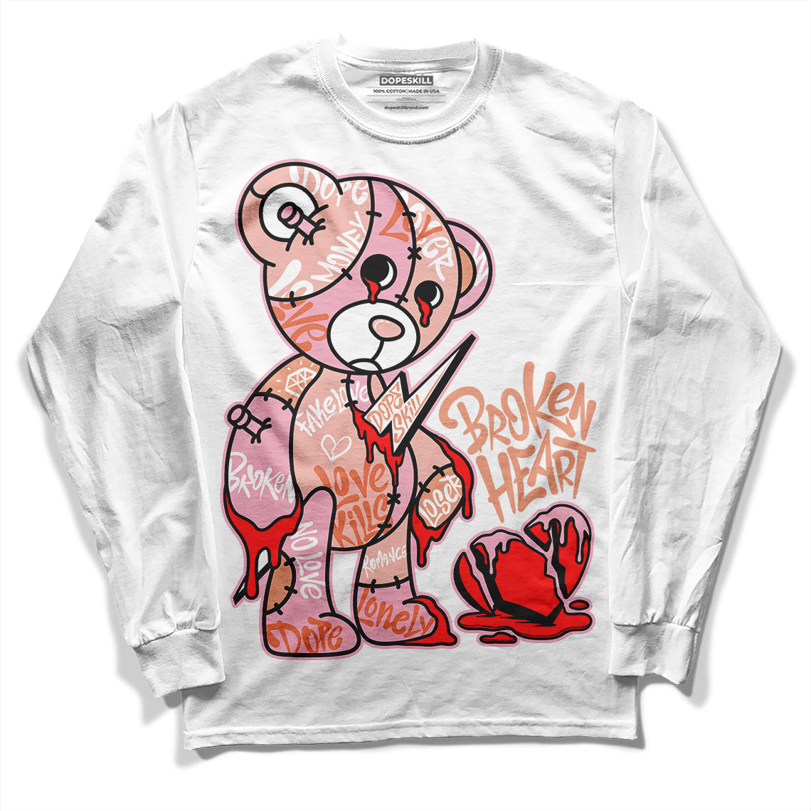 Legend Pink 11s superstreetwear Long Sleeve T-Shirt Broken Heart Graphic
