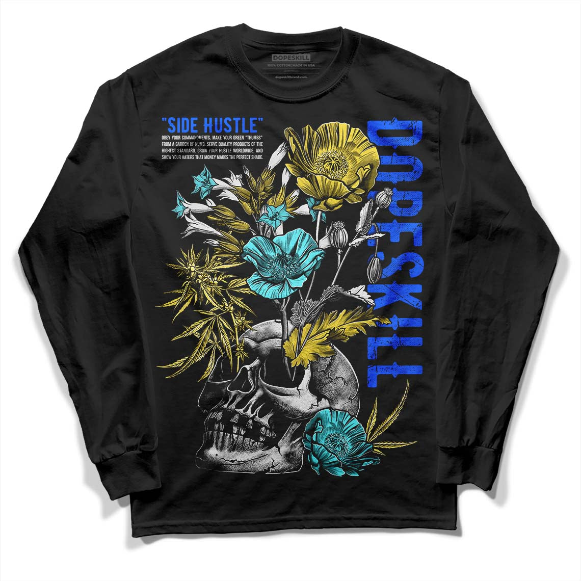 Aqua 5s DopeSkill Long Sleeve T-Shirt Side Hustle Graphic