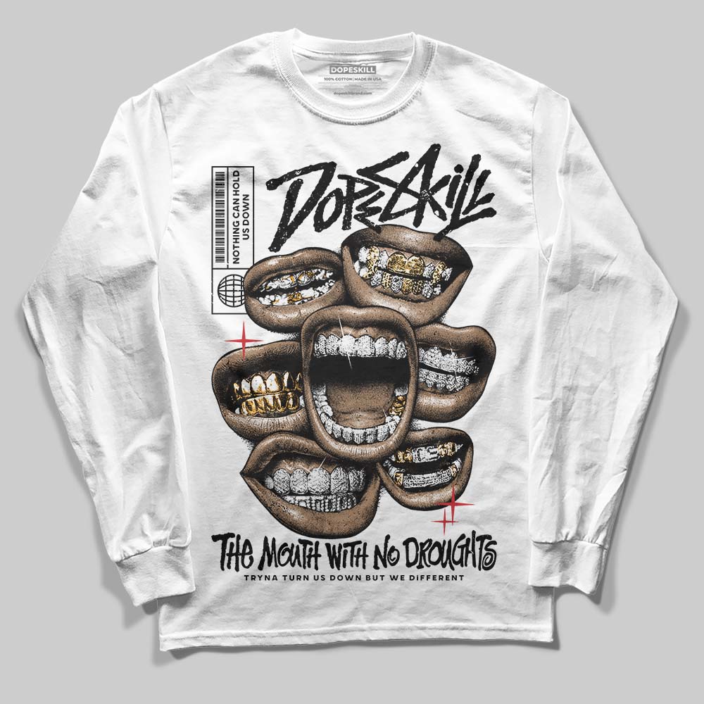 Black Metallic Reimagined 5s superstreetwear Long Sleeve T-Shirt The Mouth With No Droughts Graphic