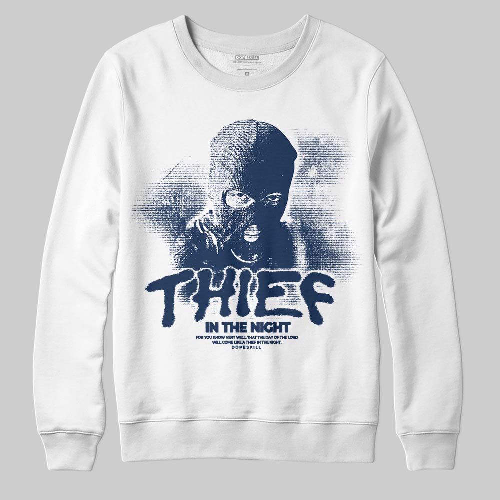 Summit White Navy 4s superstreetwear Sweatshirt Thief In The Night Graphic