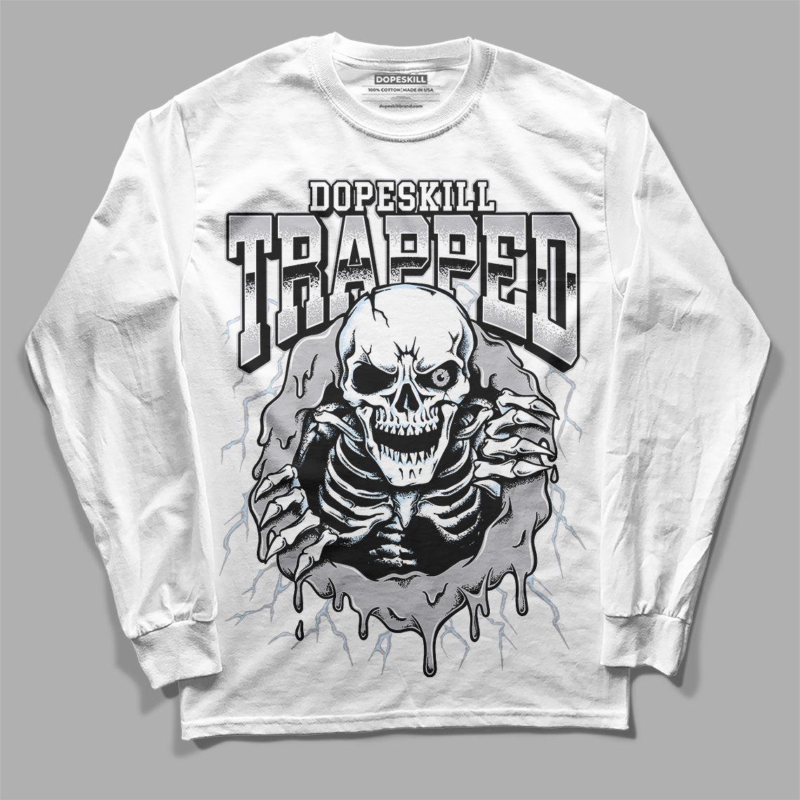 Cement Grey 11s superstreetwear Long Sleeve T-Shirt Trapped Halloween Graphic