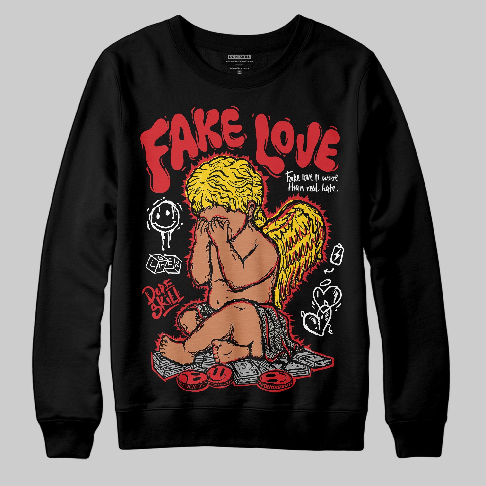 Fire Red 3s superstreetwear Sweatshirt False Love Graphic