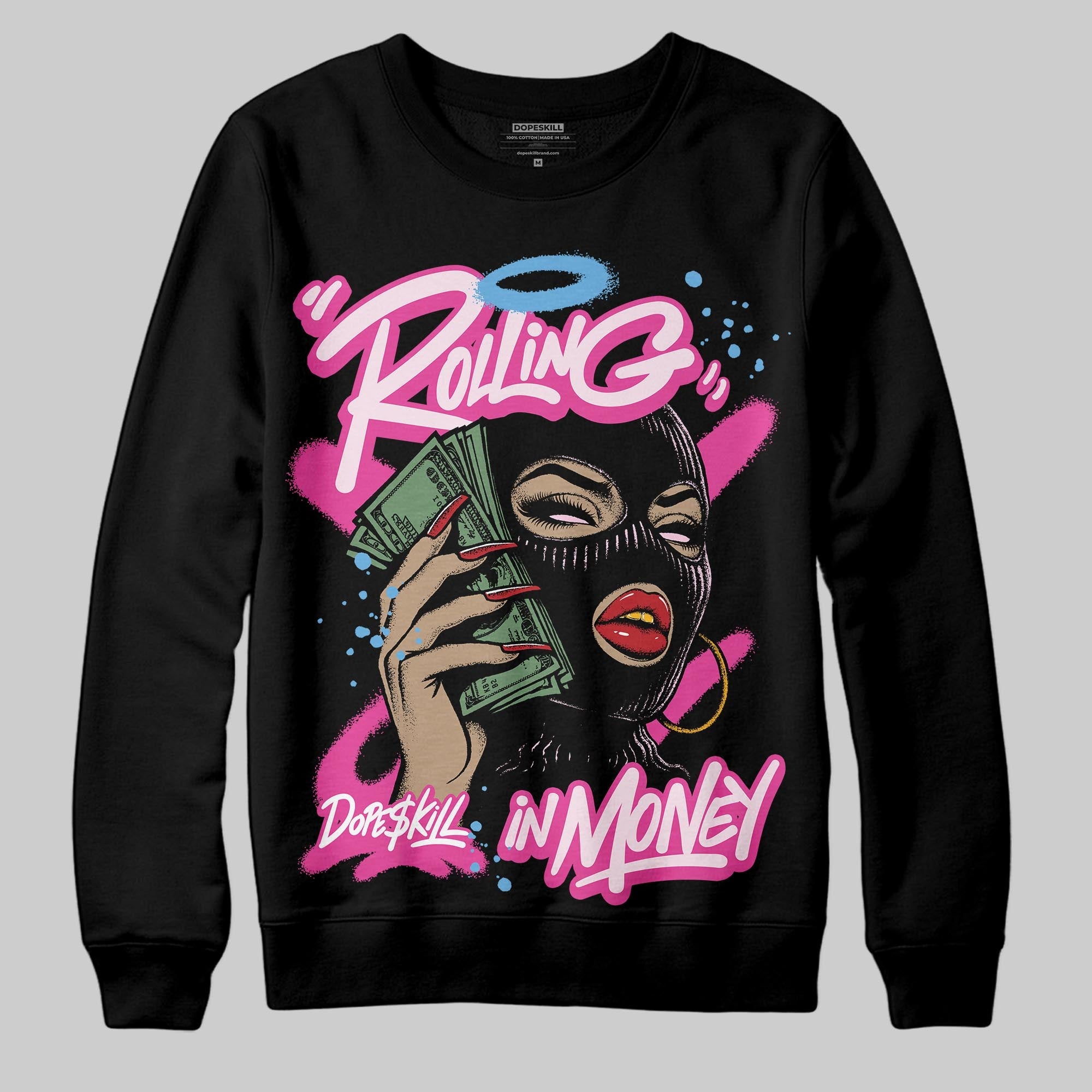 Pink Collection superstreetwear Sweatshirt Rolling in Money Graphic