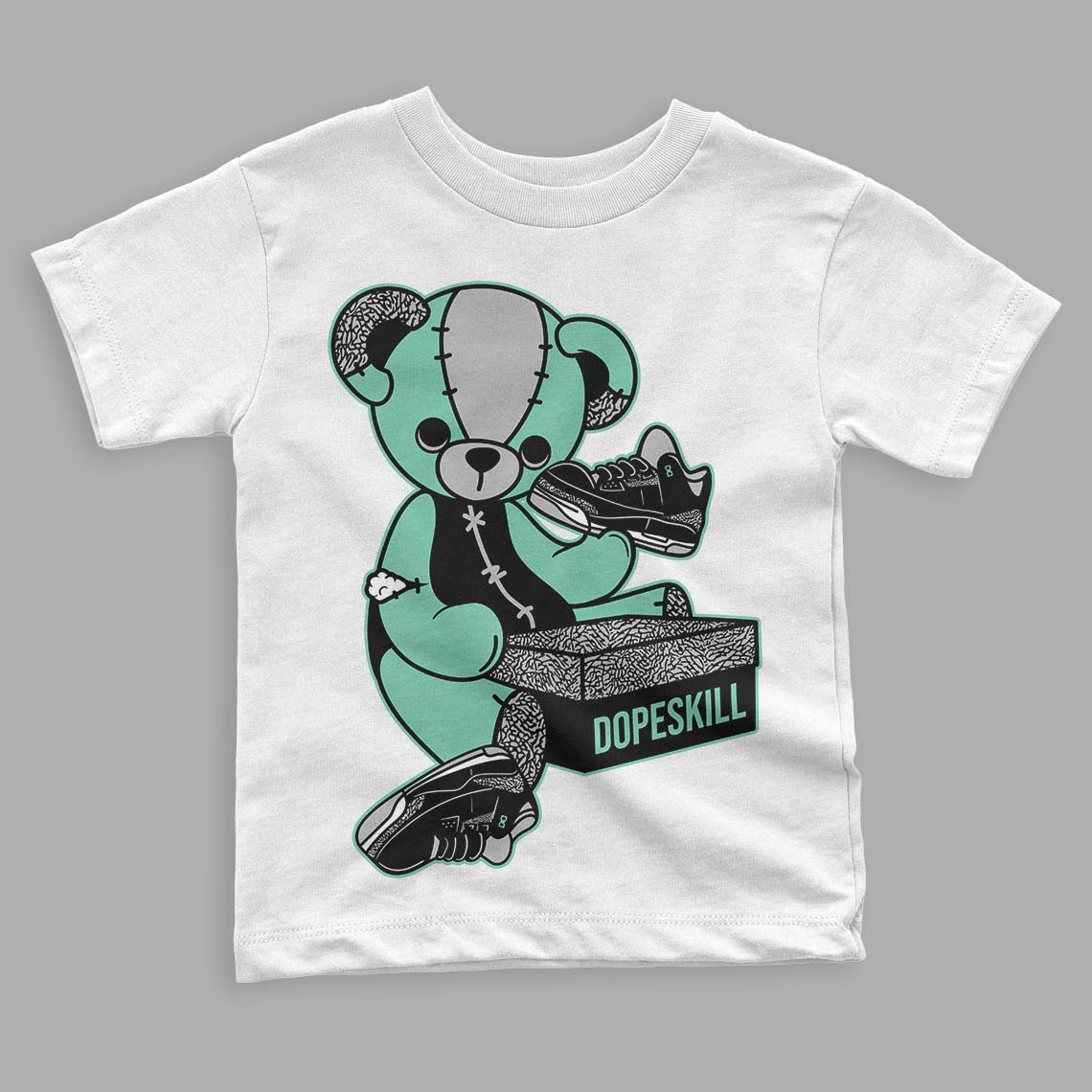 Green Glow 3s superstreetwear Toddler Kids T-shirt Sneakerhead BEAR Graphic
