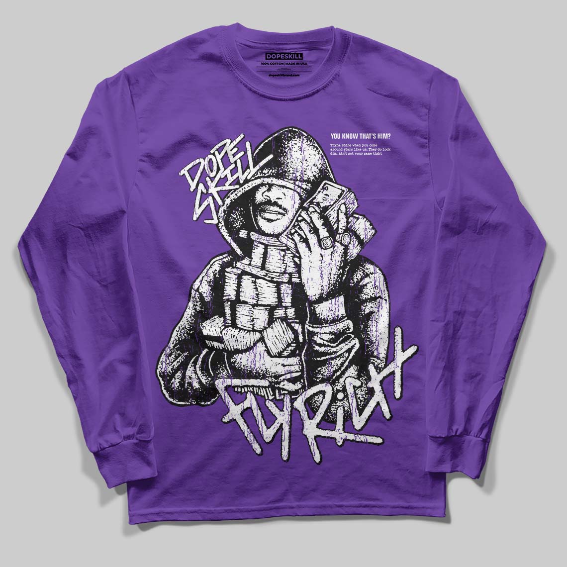 Grape 5s superstreetwear Long Sleeve T-Shirt Fly Rich Graphic