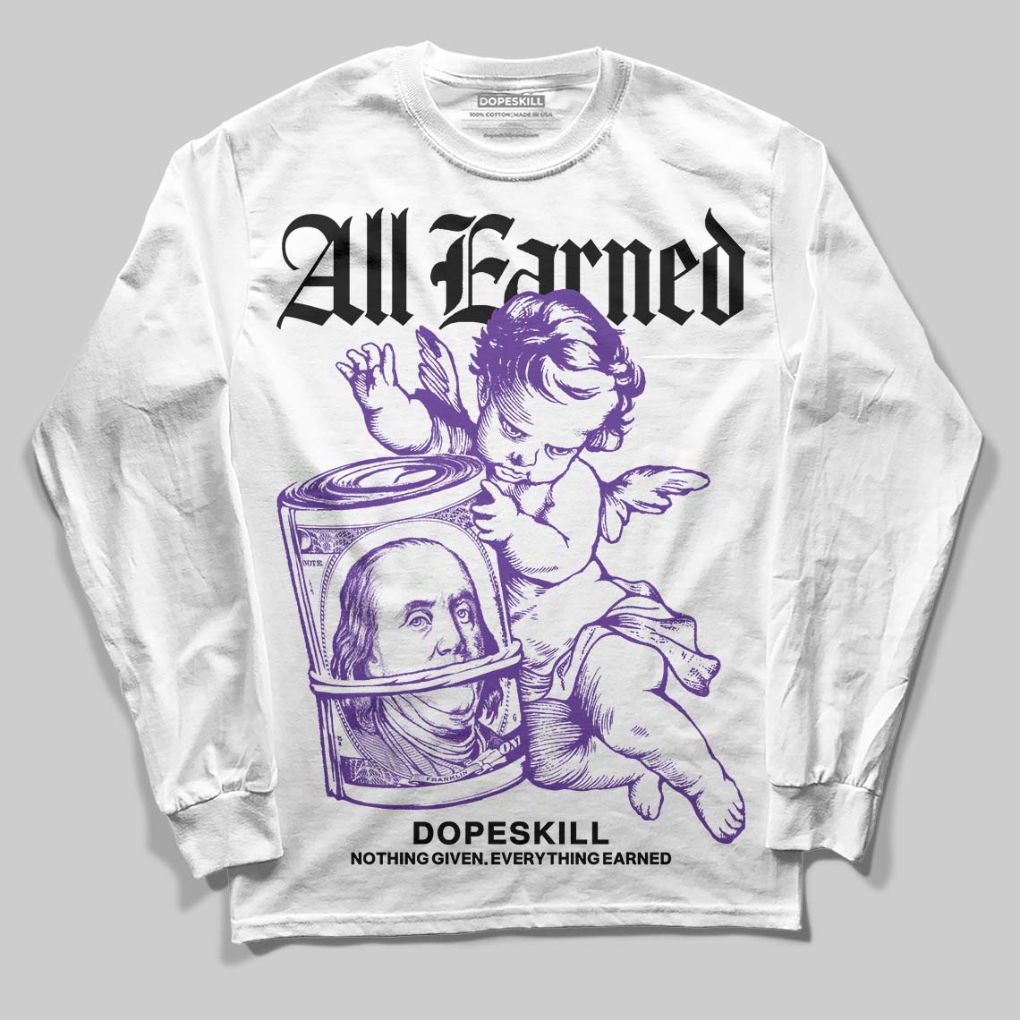 PURPLE Collection superstreetwear Long Sleeve T-Shirt All Earned Graphic