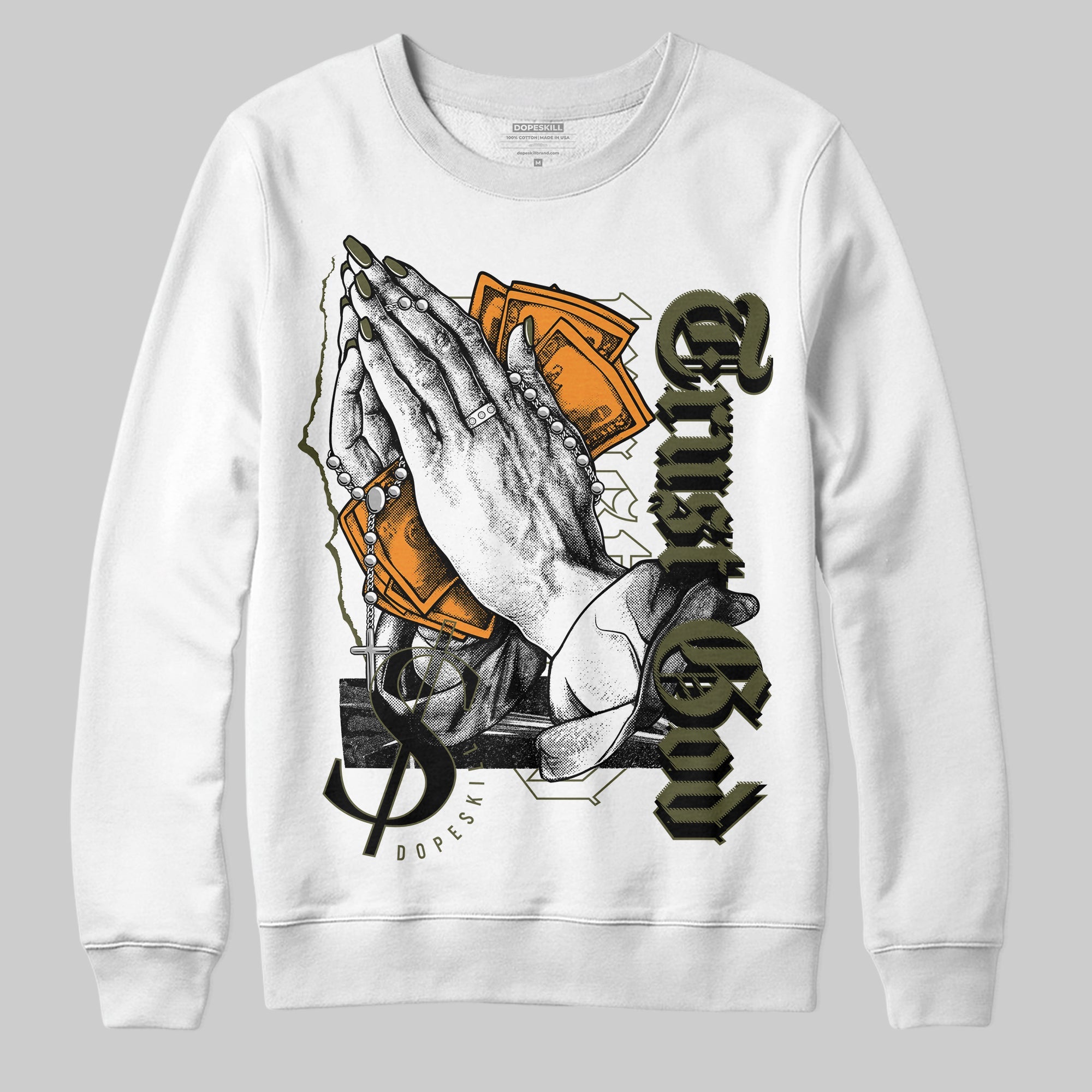 Olive 5s superstreetwear Sweatshirt Trust God Graphic