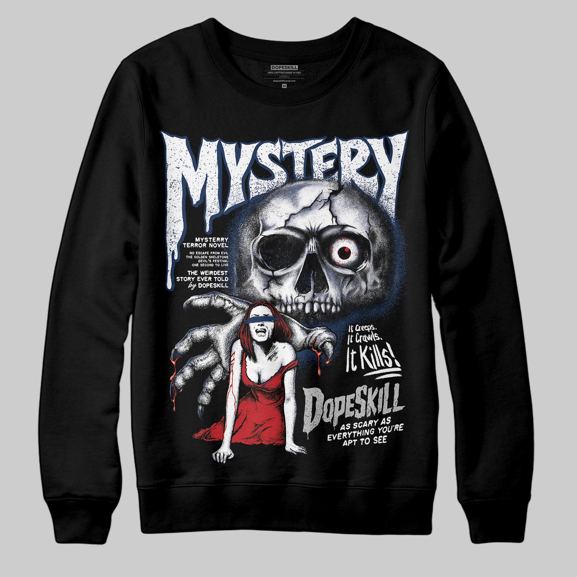 Summit White Navy 4s superstreetwear Sweatshirt Mystery Ghostly Grasp Graphic