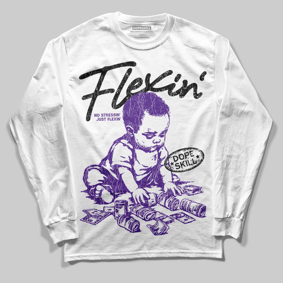 PURPLE Collection superstreetwear Long Sleeve T-Shirt Flexin' Graphic