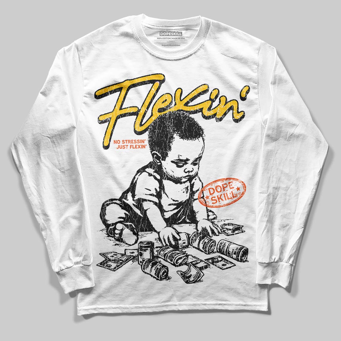 Yellow Collection superstreetwear Long Sleeve T-Shirt Flexin' Graphic