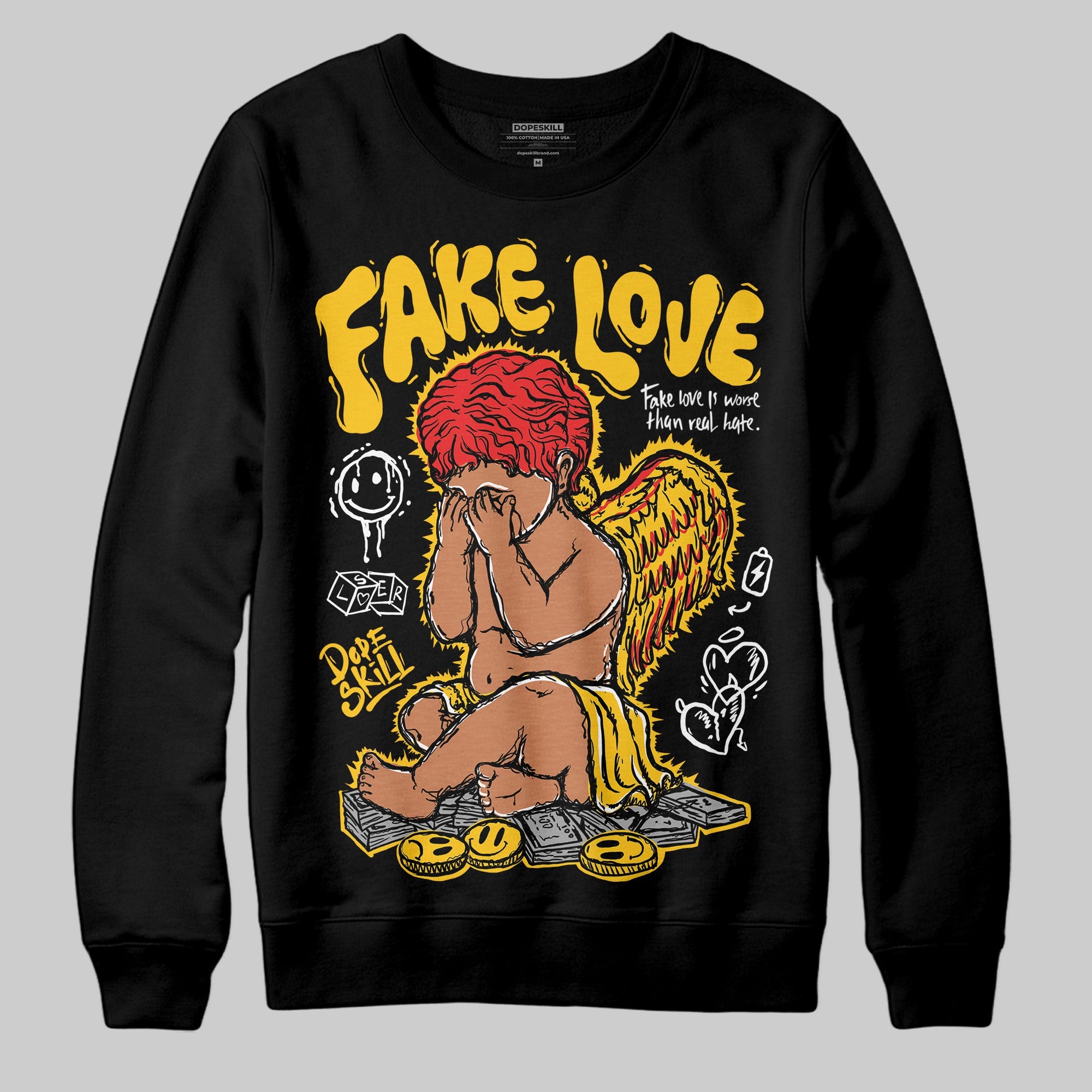 Yellow Collection superstreetwear Sweatshirt False Love Graphic