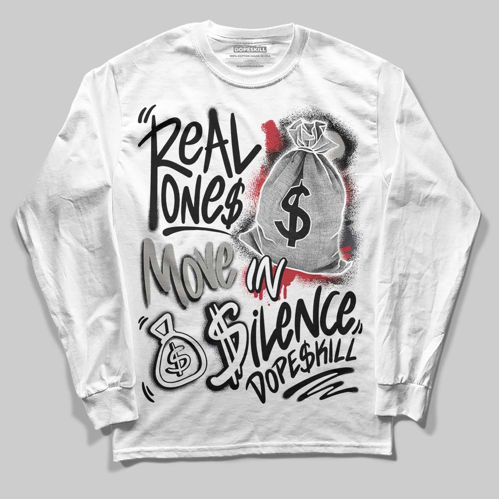 Black Cat 3s superstreetwear Long Sleeve T-Shirt Real Ones Move In Silence Graphic