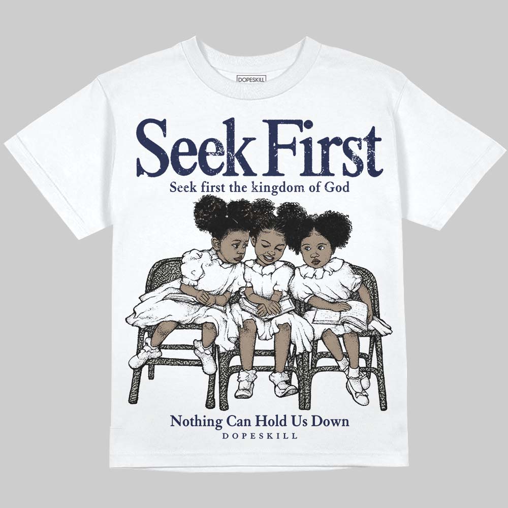 Midnight Navy 3s superstreetwear Oversize Print T-Shirt New Seek First Graphic