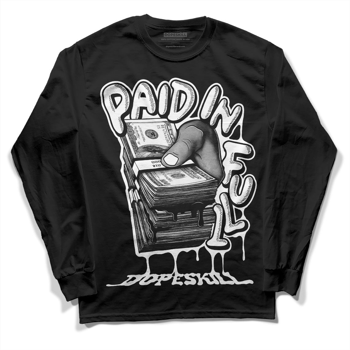 Panda White Black Dunk Low superstreetwear Long Sleeve T-Shirt Paid In Full Graphic