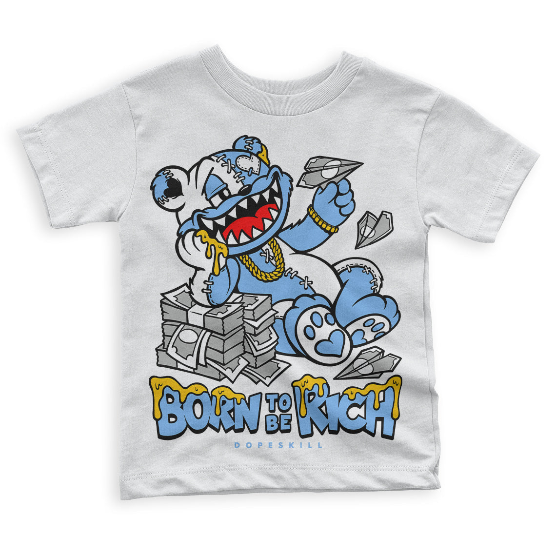 Powder Blue 9s superstreetwear Toddler Kids T-shirt Born To Be Rich Graphic