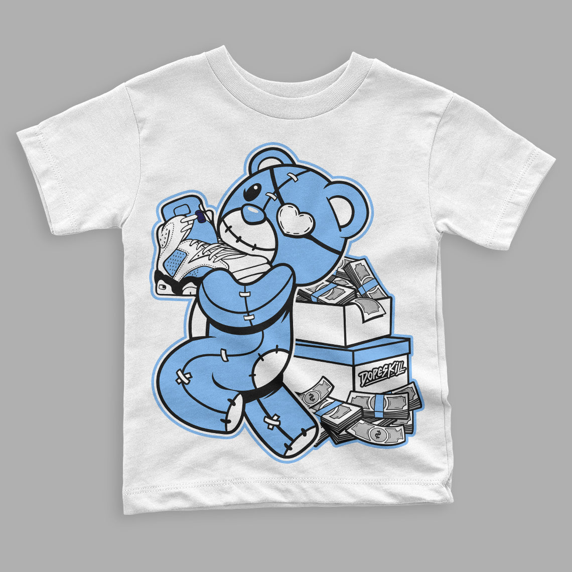 University Blue 6s superstreetwear Toddler Kids T-shirt Bear Steals Sneaker Graphic