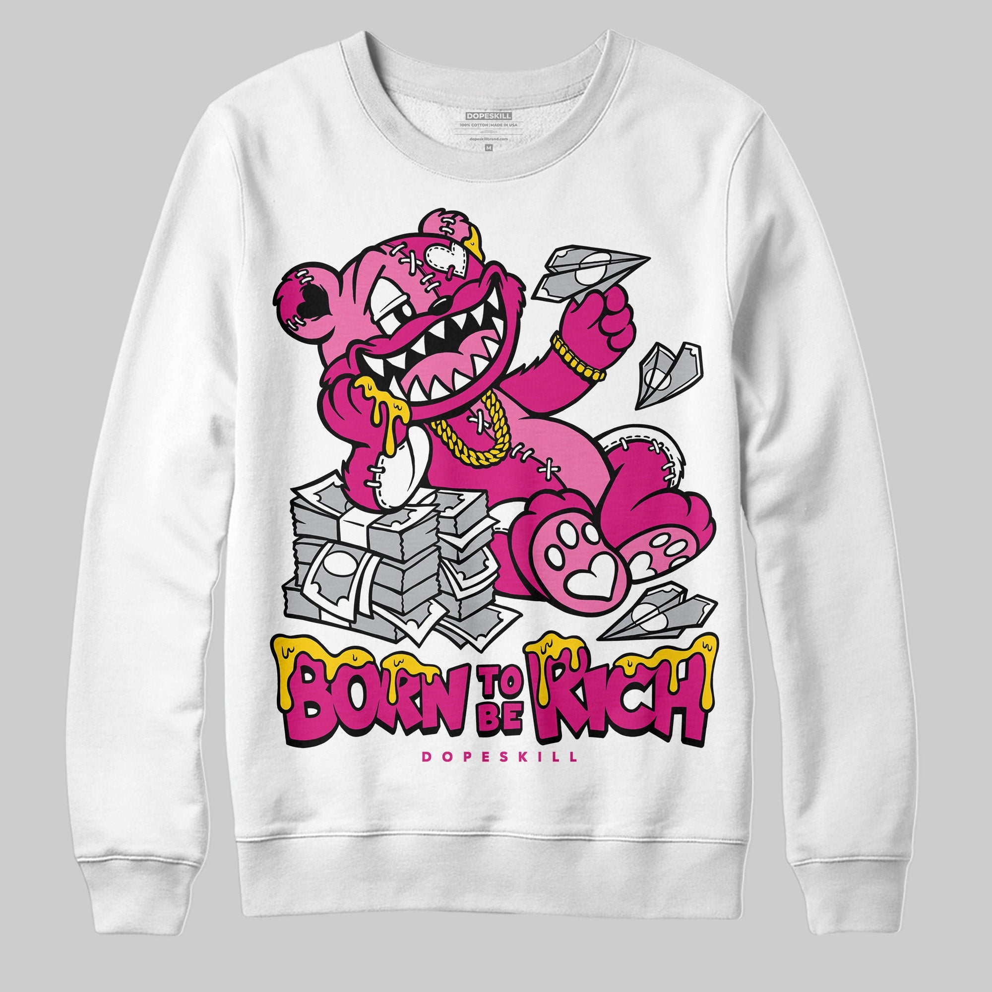 Rick RO Pink Leather Sneakers superstreetwear Sweatshirt Born To Be Rich Graphic