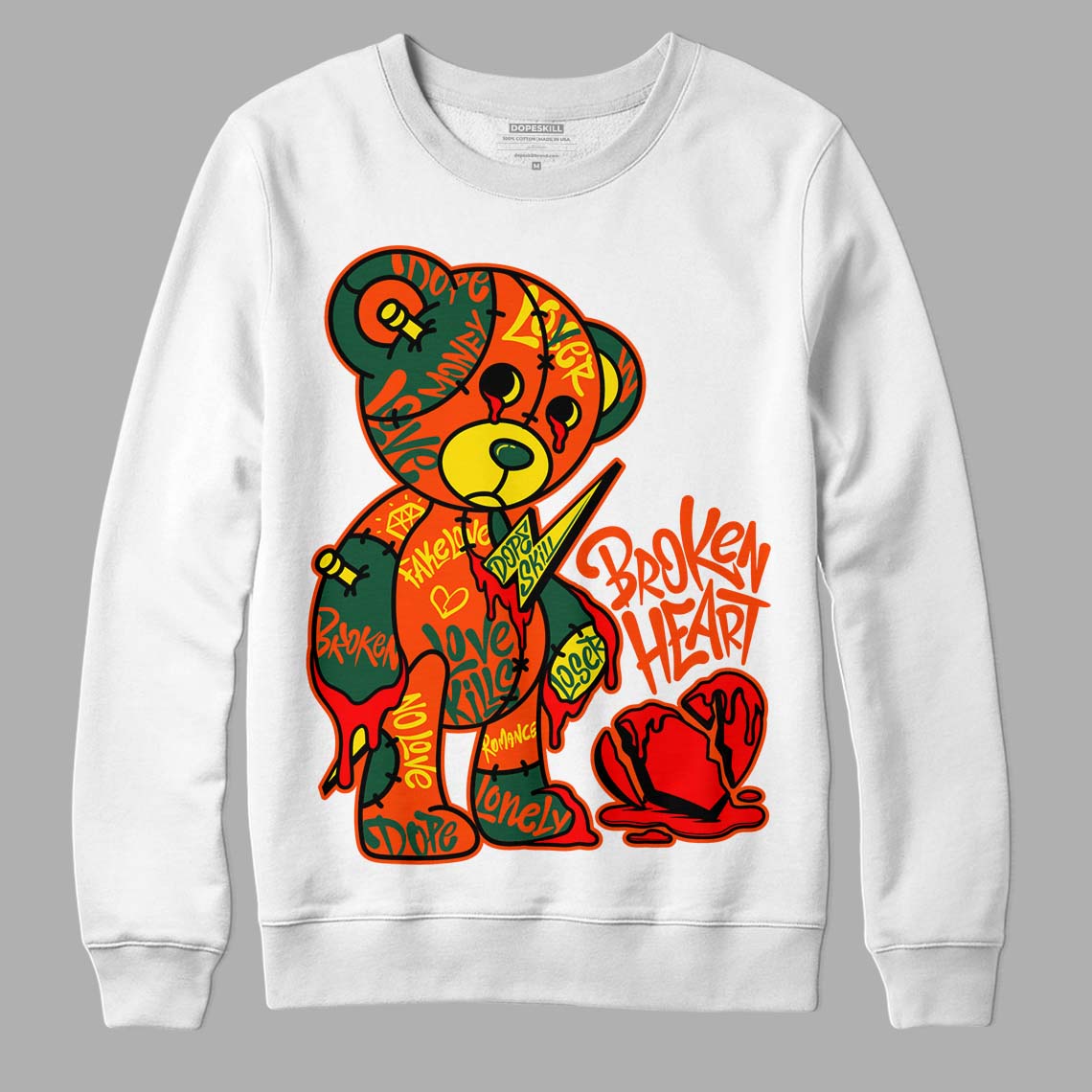 Dunk Low Team Dark Green Orange superstreetwear Sweatshirt Broken Heart Graphic