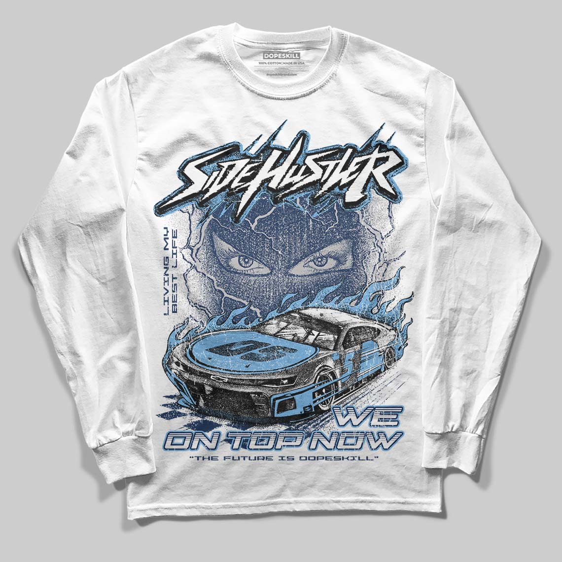 Summit White Navy 4s superstreetwear Long Sleeve T-Shirt New Side Hustler Graphic