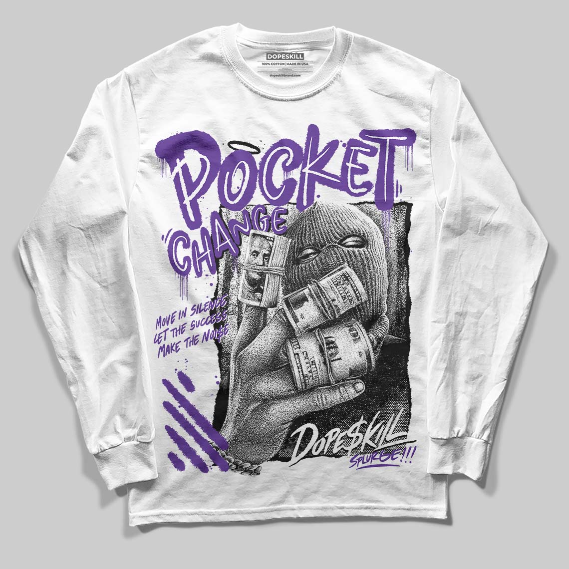 PURPLE Collection superstreetwear Long Sleeve T-Shirt Pocket Change Graphic