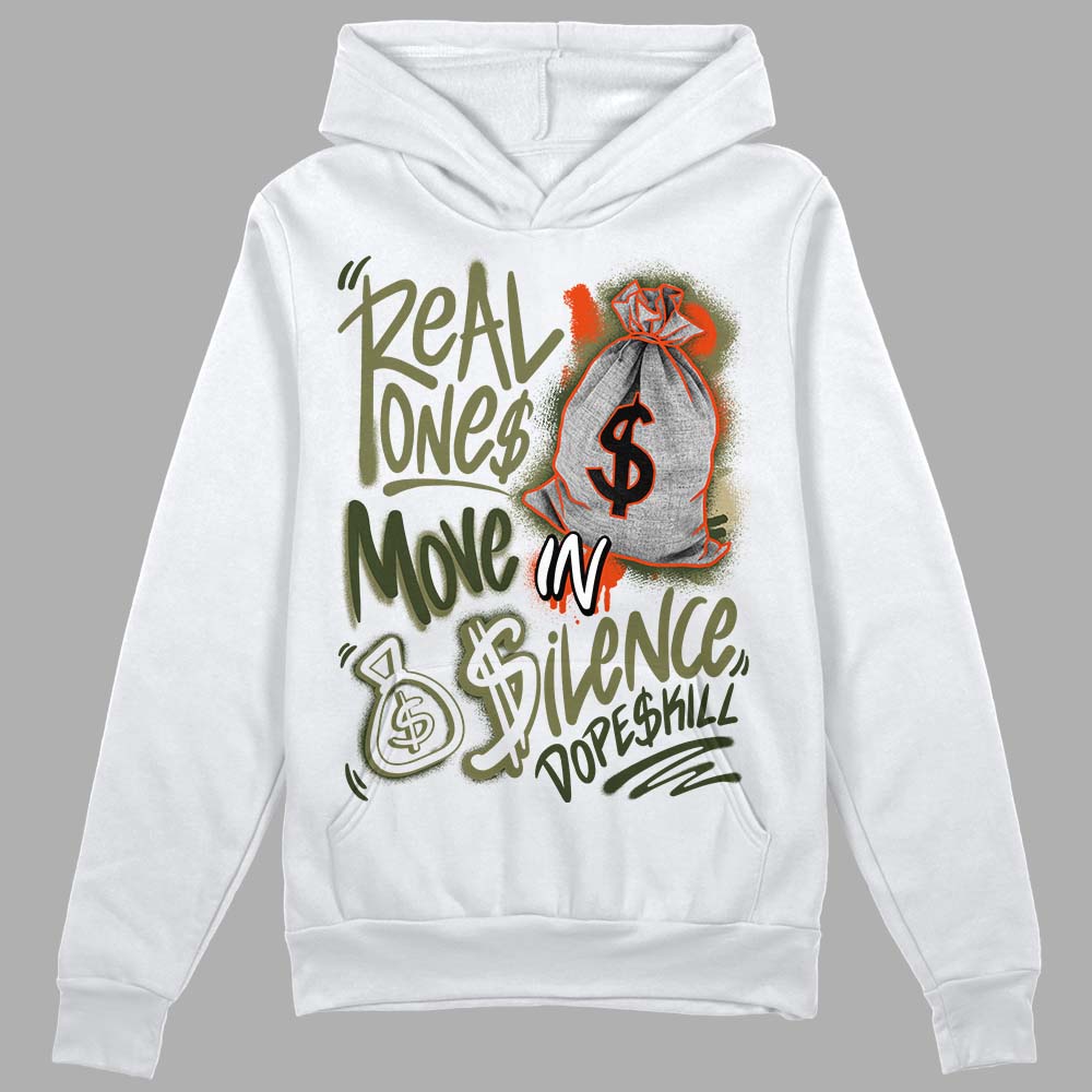 Olive Collection superstreetwear Hoodie Sweatshirt Real Ones Move In Silence Graphic