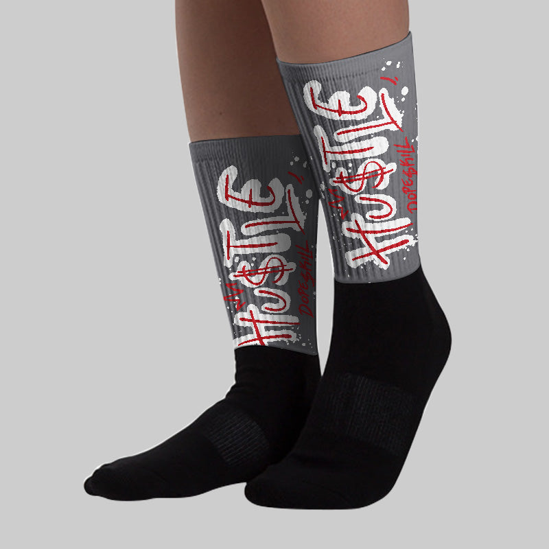 Cement Grey 3s superstreetwear Sublimated Socks Hustle Graphic