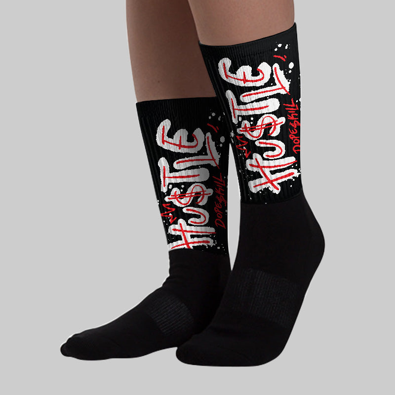 White Thunder 4s superstreetwear Sublimated Socks Hustle Graphic
