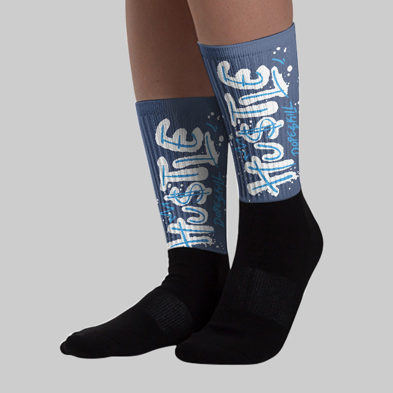 Diffused Blue 11s superstreetwear Sublimated Socks Hustle Graphic