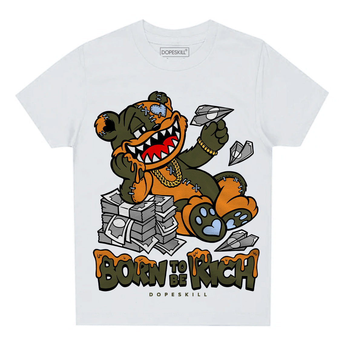 Olive 5s superstreetwear Toddler Kids T-shirt Born To Be Rich Graphic