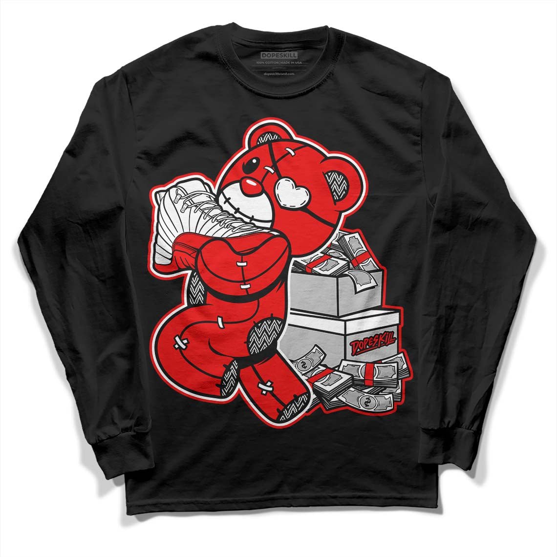 Cherry 12s superstreetwear Long Sleeve T-Shirt Bear Steals Sneaker Graphic