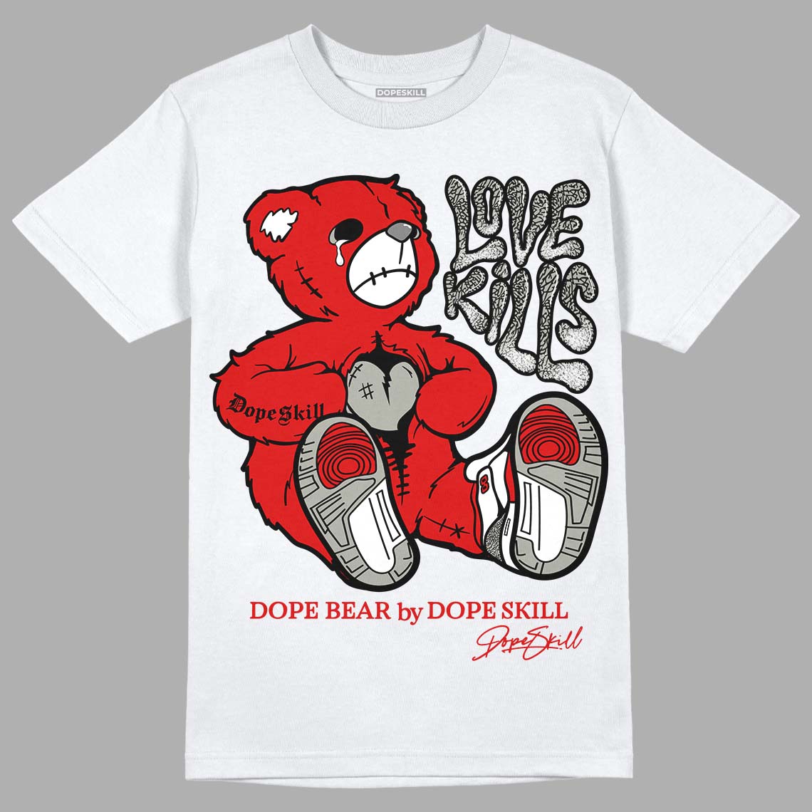 Fire Red 3s superstreetwear T-Shirt Love Kills Graphic
