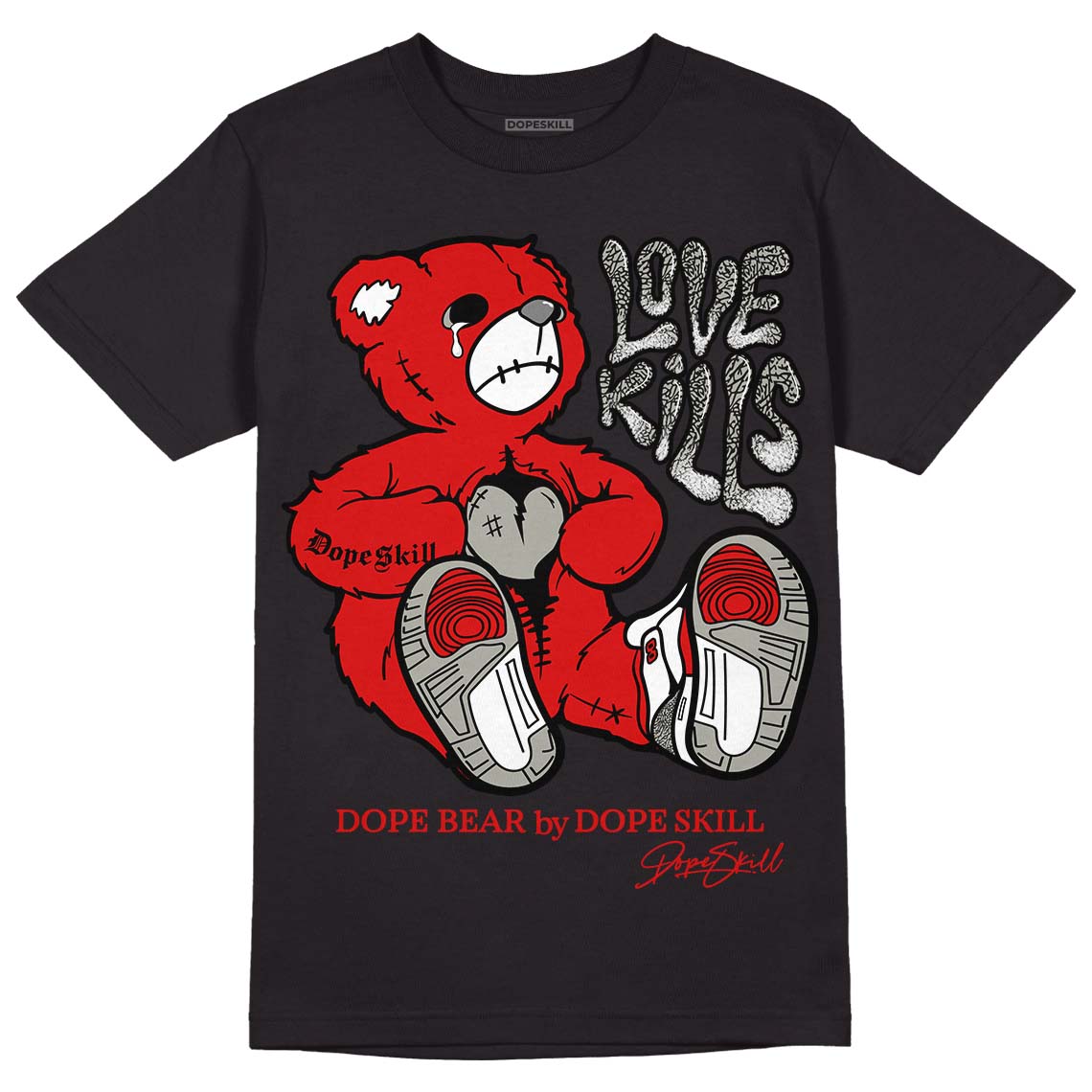 Fire Red 3s superstreetwear T-Shirt Love Kills Graphic