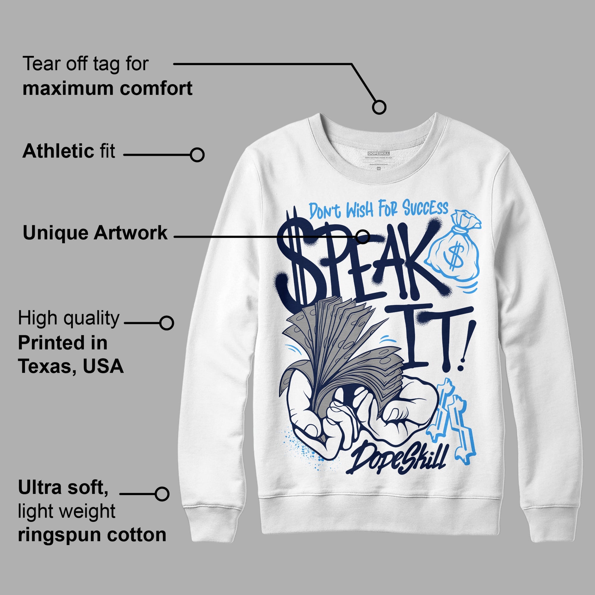 Midnight Navy 3s superstreetwear Sweatshirt Speak It Graphic