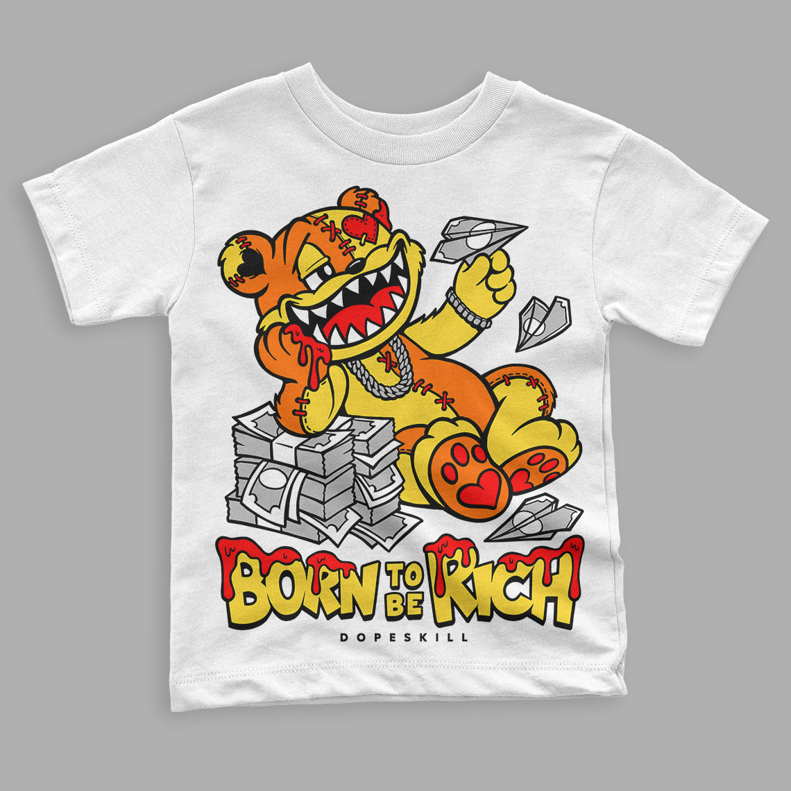 Black Tour Yellow AJ 4 Thunder superstreetwear Toddler Kids T-shirt Born To Be Rich Graphic